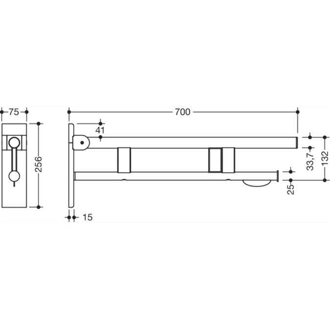 Hinged support rail Duo, 900-50-171XA