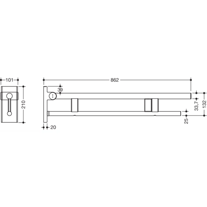 Hinged support rail Duo, 900-50-12440