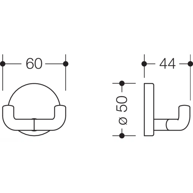 Double hook, ø 50 mm, 477-90-025