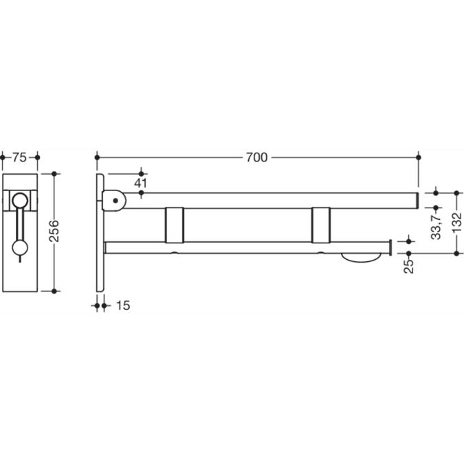 HEWI Hinged support rail Duo 