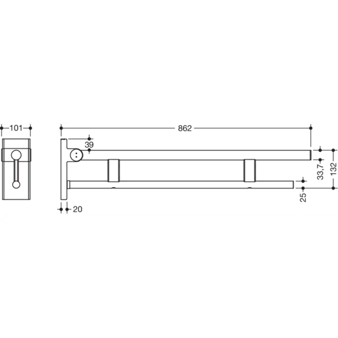 Mobile hinged support rail Duo, 900-50-40460