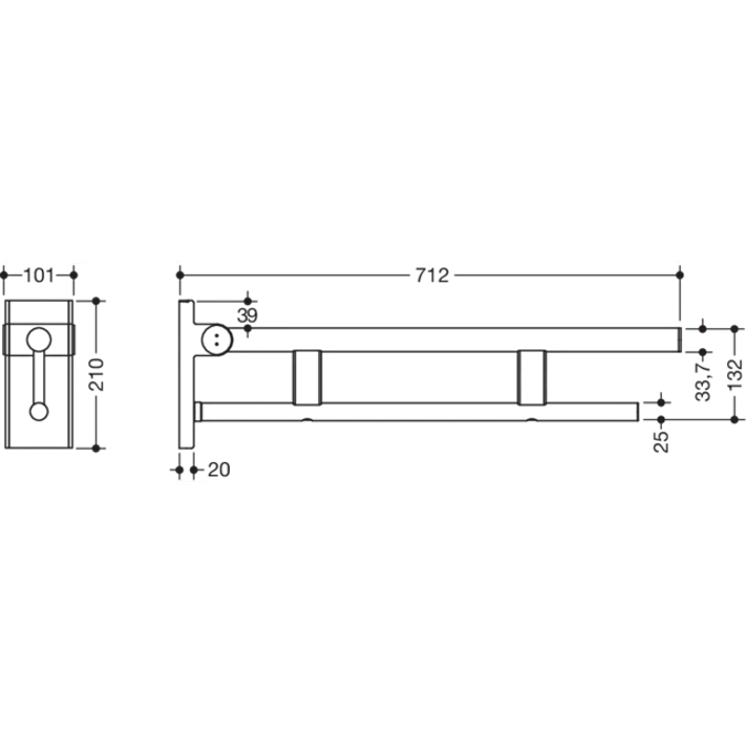 Hinged support rail Duo, 900-50-10260