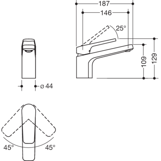 Mitigeur de lavabo monocommande HEWI