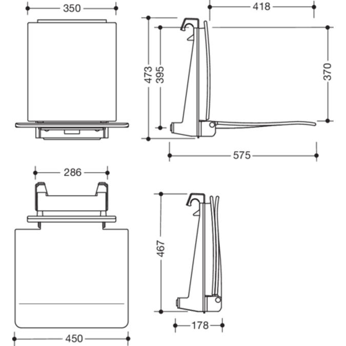 HEWI Removable hanging seat 