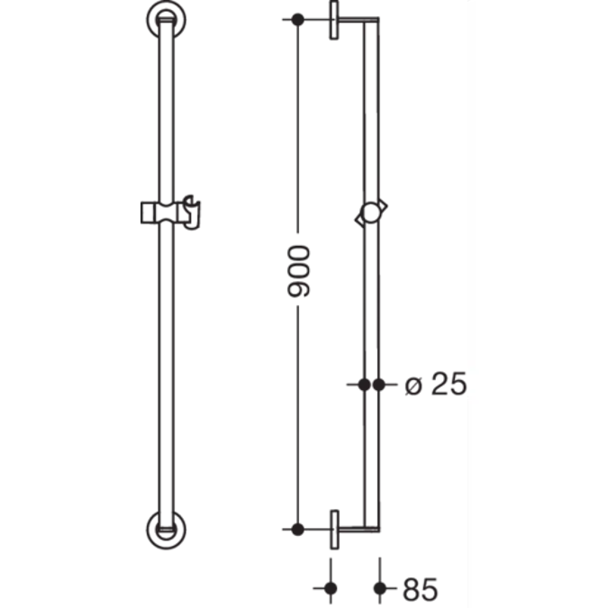 HEWI Rail with shower head holder