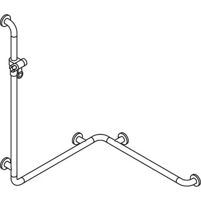 HEWI Rail with vertical support bar and shower head holder WARM TOUCH