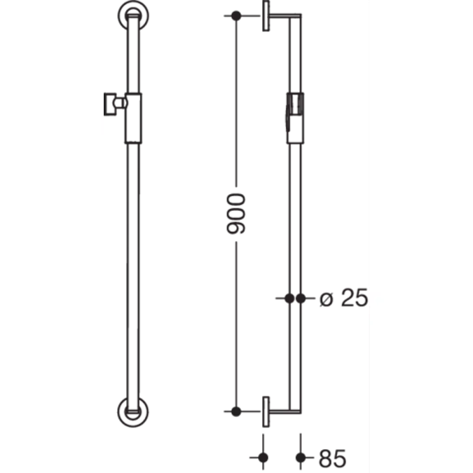 Rail with magnetic shower head holder, 900-33M03140