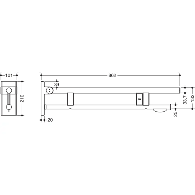 Mobile hinged support rail Duo, 900-50-41260