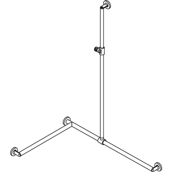 Duschhandlauf mit verschiebbarer Brausehalterstange (ADA), 49 3/16" x 37 5/16" x 25 1/2" (1250 x 947 x 647 mm), links, Ø32, pulverbeschichtet, Brausehalter aus matten Polyamid, 900-35-36360