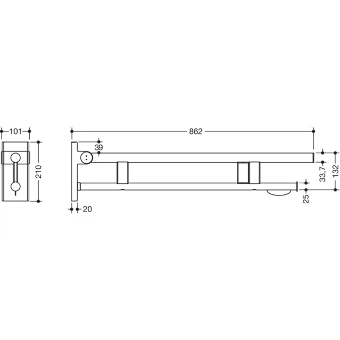 Barre d'appui relevable mobile Duo, 900-50-41660