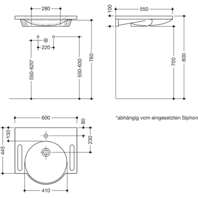 Lavabo HEWI, 950-11-101