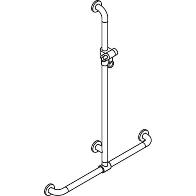 HEWI Shower grab rail with sideways adjustable vertical support bar and shower head holder WARM TOUCH
