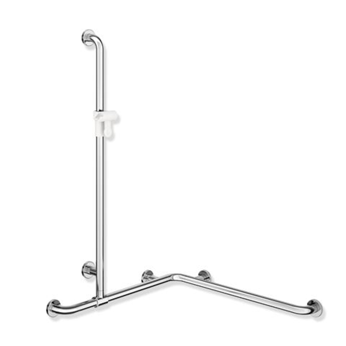 HEWI 801-35-31051 Shower grab rail with sideways adjustable vertical support bar and shower head holder