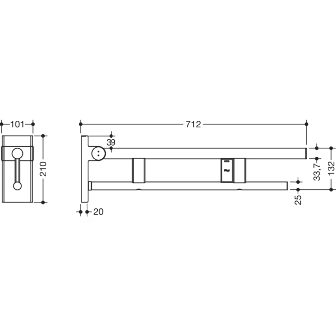 Mobile hinged support rail Duo, 900-50-418XA
