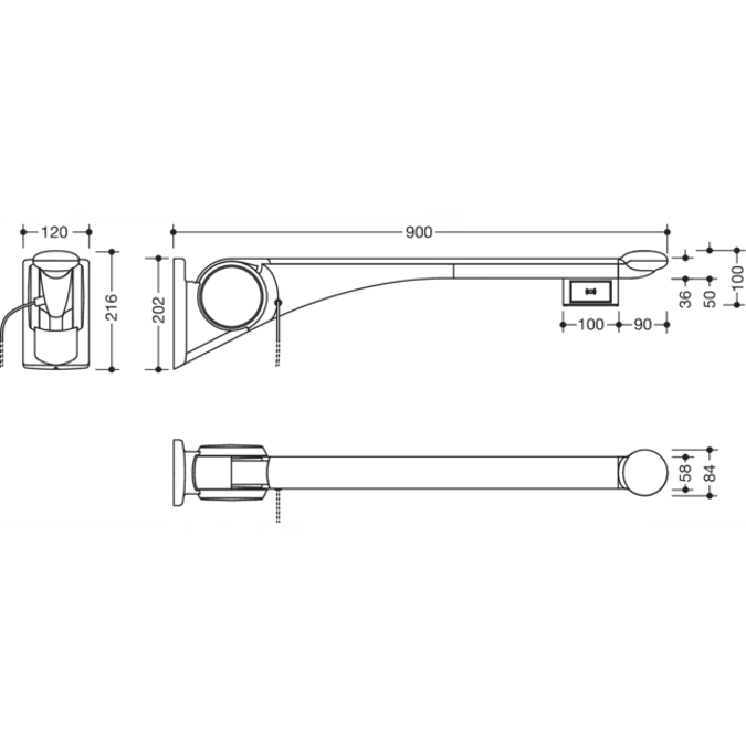 HEWI Hinged support rail Premium