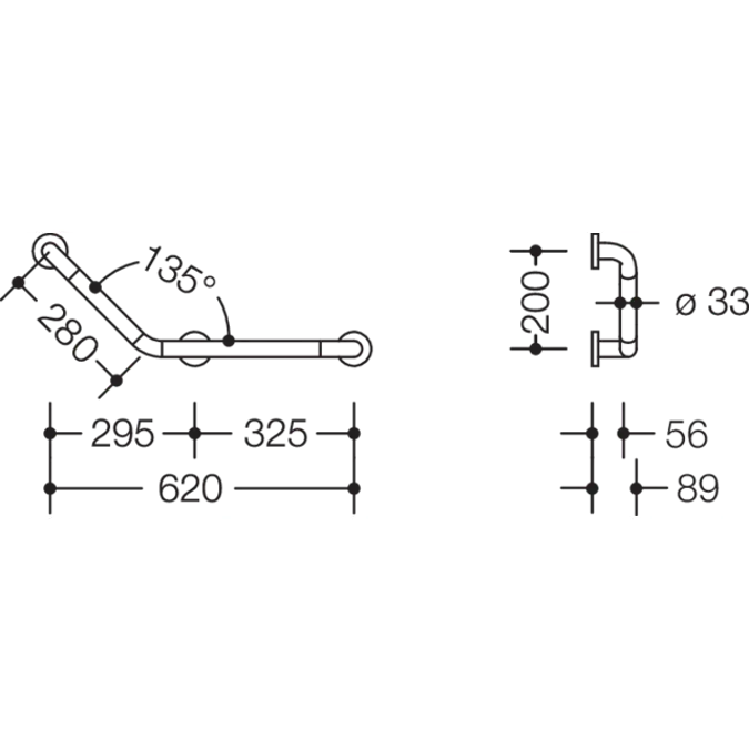L-shaped support rail WARM TOUCH, 801-22-20050