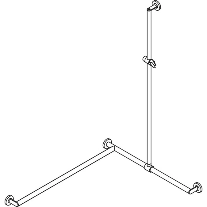 Duschhandlauf mit verschiebbarer Brausehalterstange, 1250 x 765 x 965 mm, links, Ø25/30, Chrom, 900-35-33740
