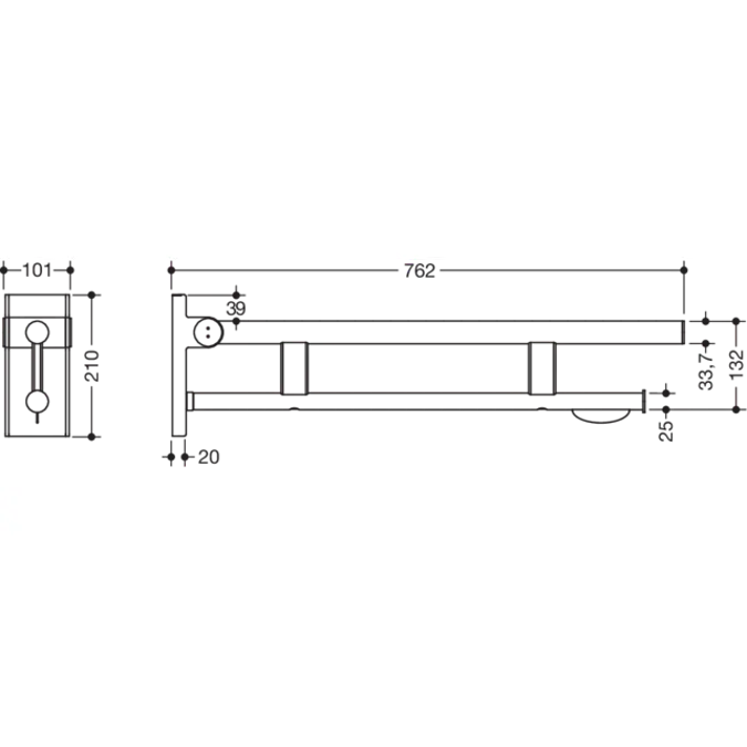 Mobile hinged support rail Duo, 900-50-40760