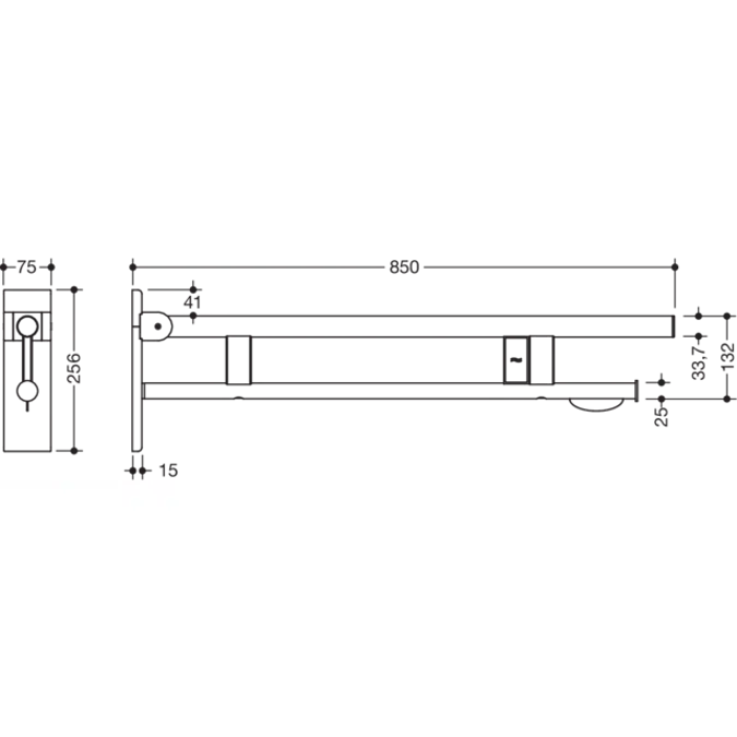 Hinged support rail Duo, 900-50-16940