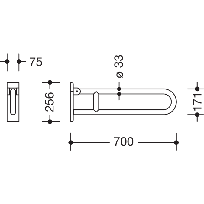 HEWI Hinged support rail