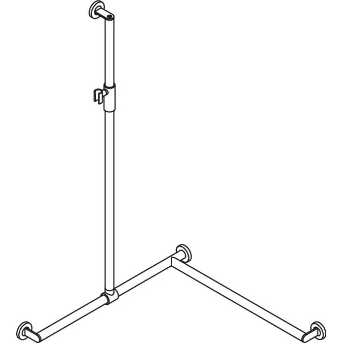 Duschhandlauf mit verschiebbarer Brausehalterstange, 1250 x 765 x 765 mm, rechts, Ø32, Edelstahl, matt geschliffen, Magnetbrausehalter, 900-35M300XA