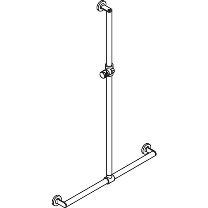HEWI Shower grab rail with sideways adjustable vertical support bar and shower head holder