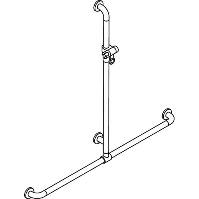 HEWI Shower grab rail with sideways adjustable vertical support bar and shower head holder WARM TOUCH