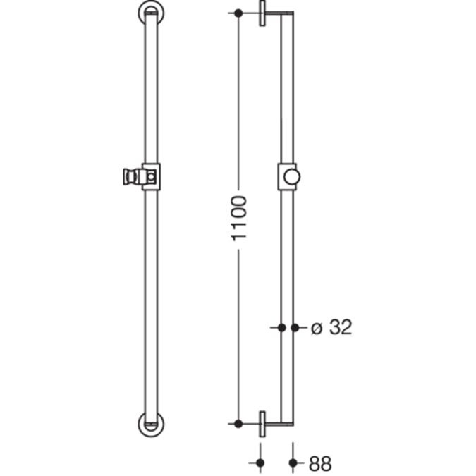 HEWI Rail with shower head holder