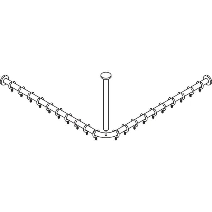Shower curtain rail with ceiling support, for shower 1000 x 1000 mmwith aluminum core, 801-34-1061