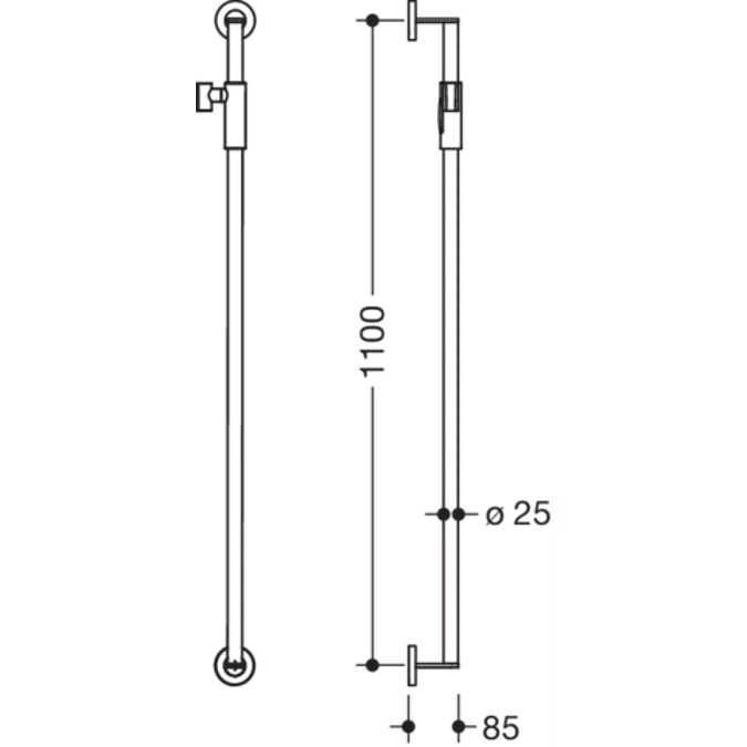 Barre avec coulisseau de douche magnétique HEWI, 900-33M03260