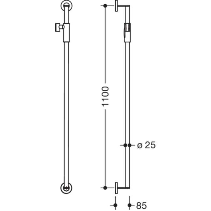 Rail with magnetic shower head holder, 900-33M03260