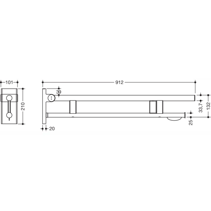 Hinged support rail Duo, 900-50-117XA