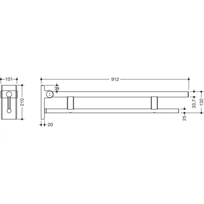 Mobile hinged support rail Duo, 900-50-405XA