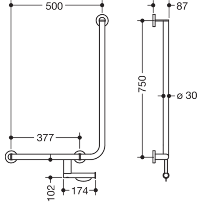 900-22-14440  HEWI L-shaped support rail
