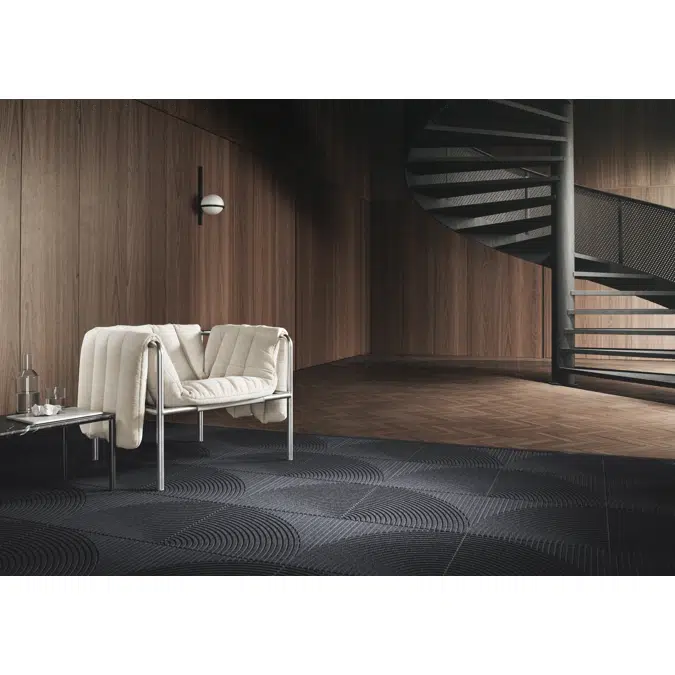  Heymat Entry Mat Tile - Vertical & Circular Black (Combination Series)