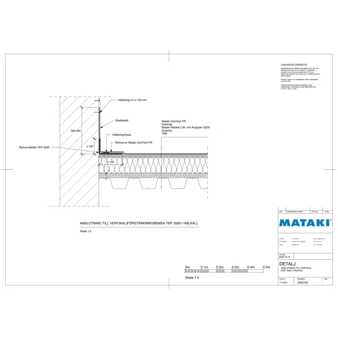 Mataki UnoTech FR Exponerat Tak- Anslutning till vertikal (YEP 3500 i hålkäl)