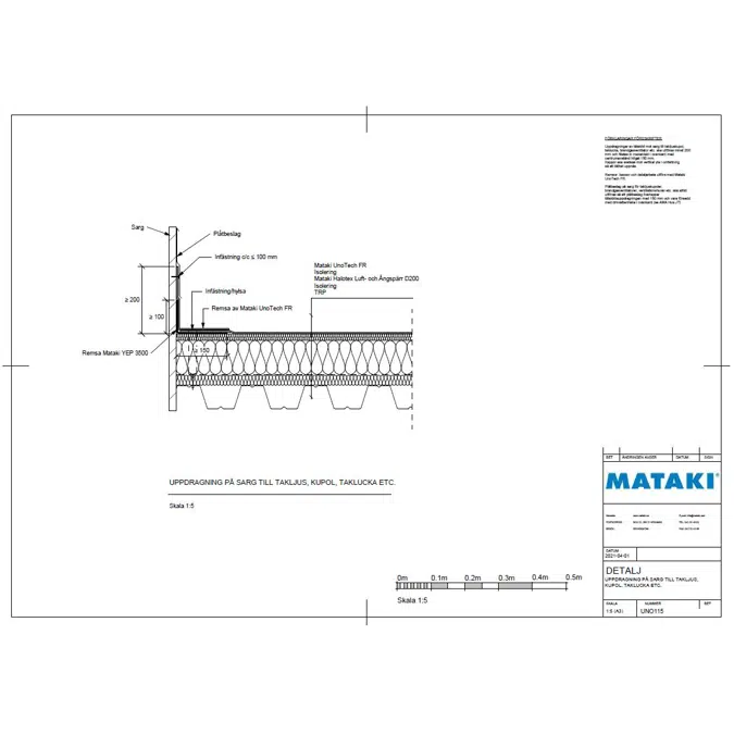 Mataki UnoTech FR Exponerat Tak - Uppdragning på sarg till takljus, kupol, taklucka etc.