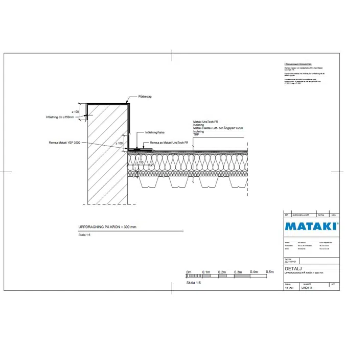 Mataki UnoTech FR Exponerat Tak - Uppdragning på krön mindre än 300mm