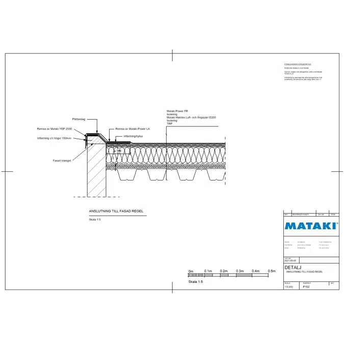 Mataki Power FR Exponerat Tak - Anslutning mot fasad regel