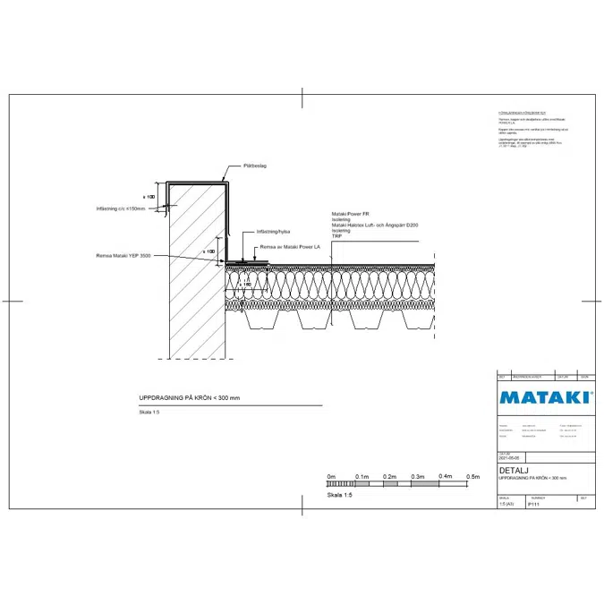 Mataki Power FR Exponerat Tak - Uppdragning på krön mindre än 300 mm