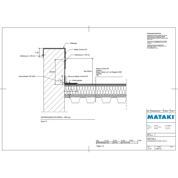 Mataki UnoTech FR Exponerat Tak - Uppdragning på krön större än 300mm