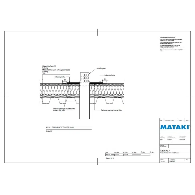 Mataki UnoTech FR Exponerat Tak - Tätskikt mot takbrunn(isolering och TRP)