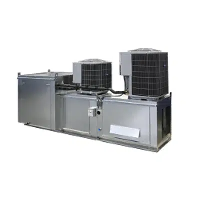 bilde for Modular Side/Down Discharge Direct Fired Heater Packaged Unit with Cooling Coil, Evaporative Cooling Intake and V-Bank