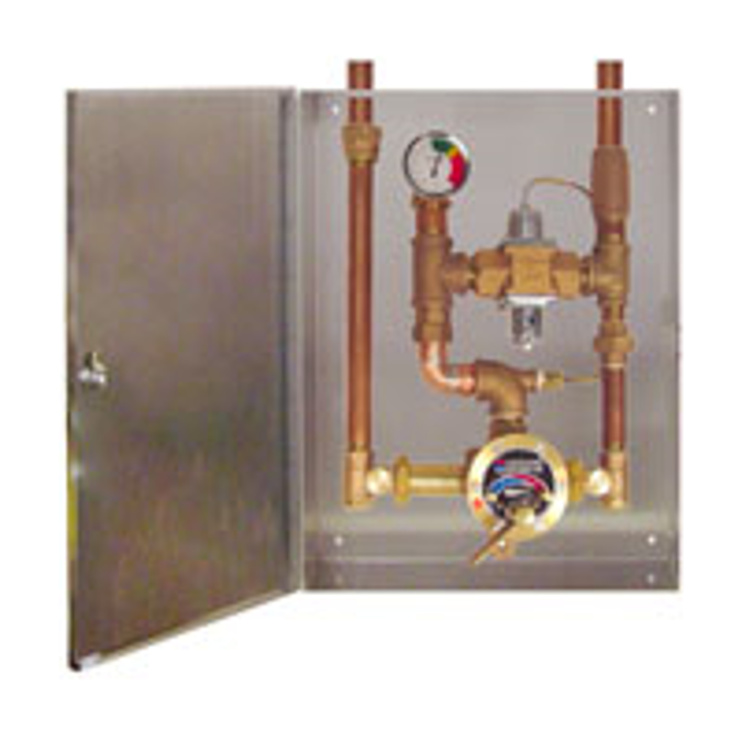 LVC Model - TM-850-LF - Emergency Mixing Valve for a Multiple Drench Showers with Override Protection in a SS Cabinet