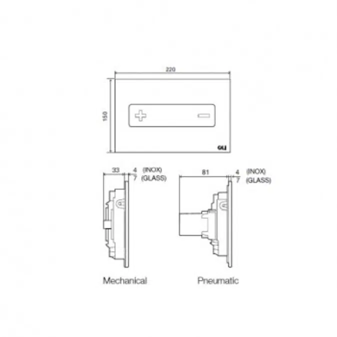 Oceania pneumatic- white glass with stainless steel button 