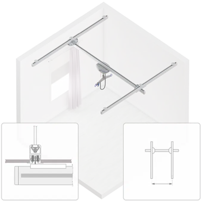 272 kg (600lb) Embedded Room Covering assembly, max span 2100mm, and Maxi Sky 2ic, (parametric)