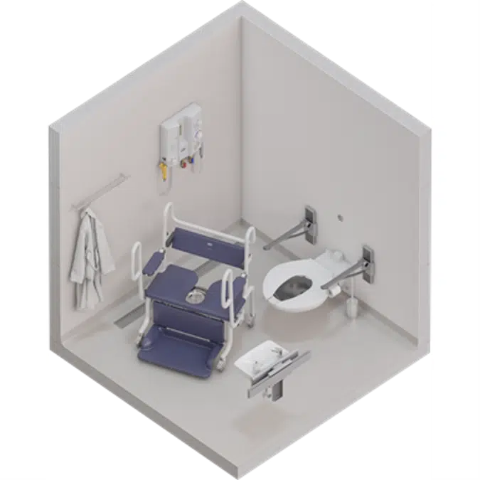 Bariatric showering room with bariatric shower chair
