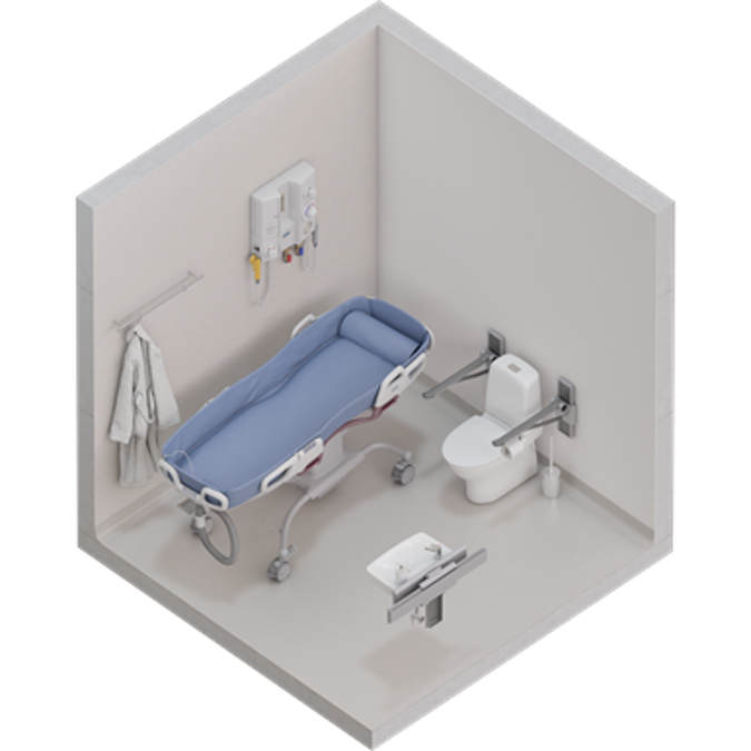 Shower room with shower trolley