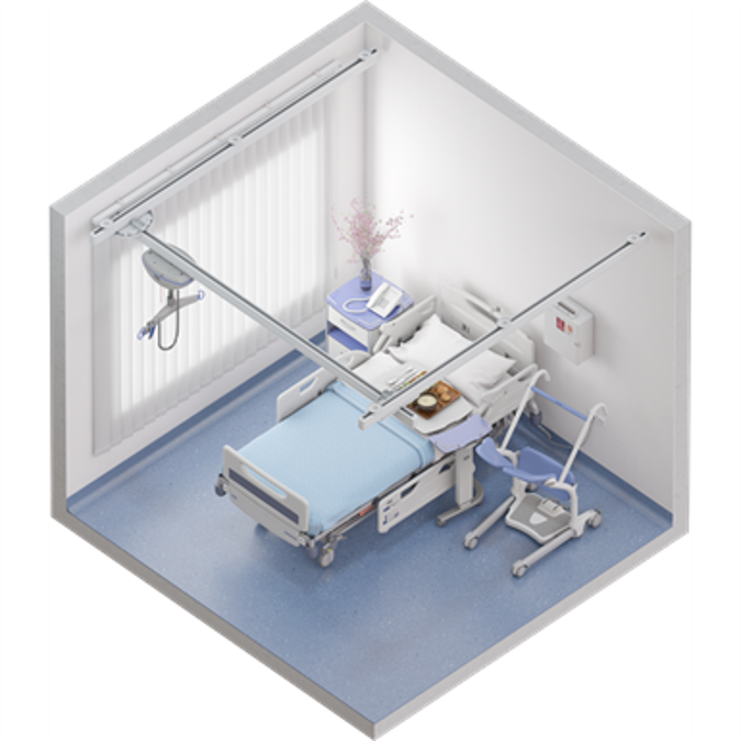 Patient room with ceiling lift