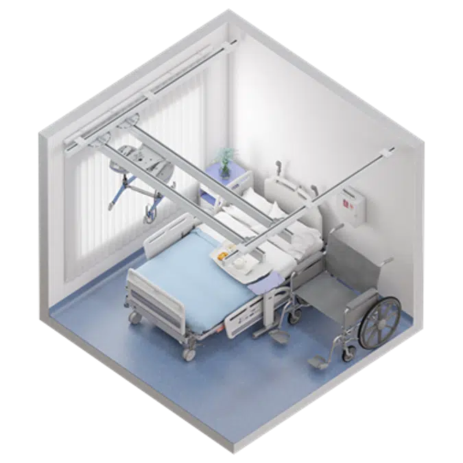 Bariatric patient room with ceiling lift